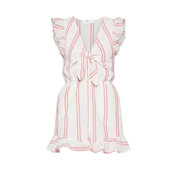 BCBG Tie-Front Striped Romper - Picture 4 of 6